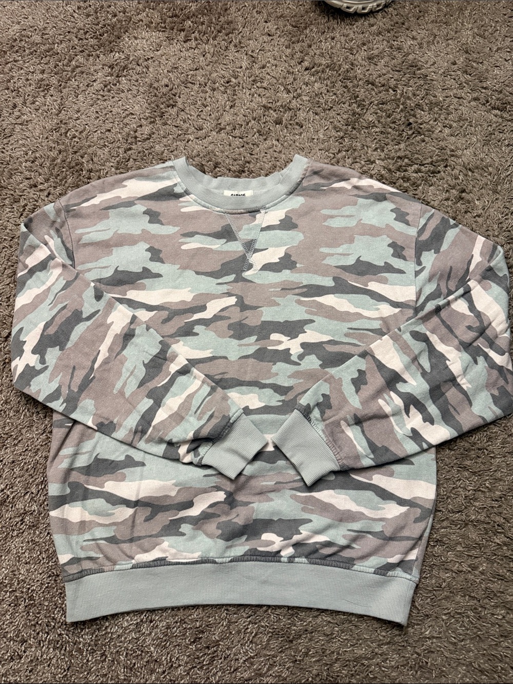 Garage Women's Camo Crewneck Sweatshirt in Sage and Gray